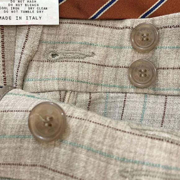 ETRO Pinstriped Straight Wide Leg Wool Blend Menswear Trouser Career Pants - Picture 5 of 10